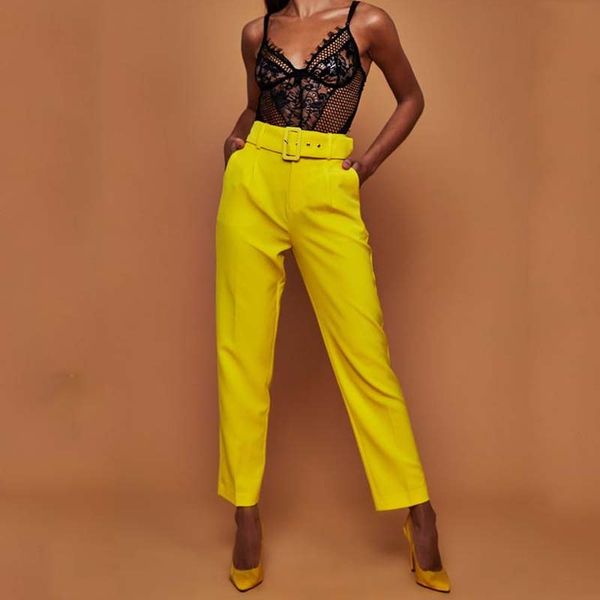 women belt straight pants elegant solid color office classic pants work trousers ladies formal slim fit pencil female, Black;white
women belt straight pants elegant solid color office classic pants work trousers ladies formal slim fit pencil female, Black;white
