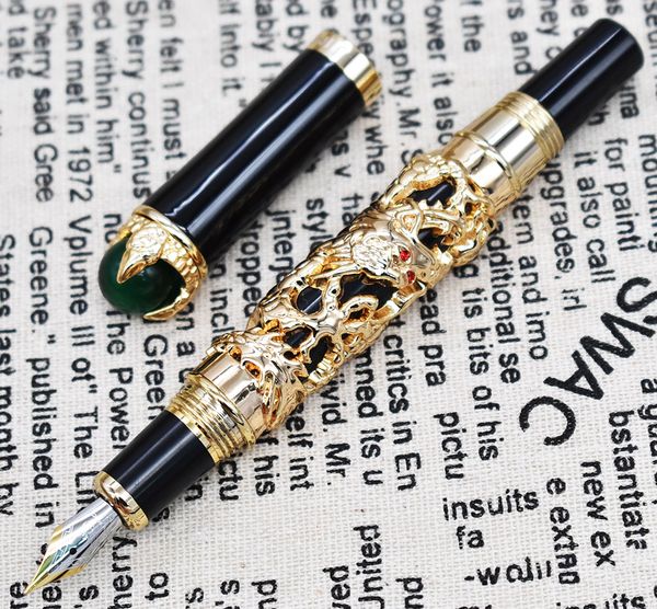 jinhao dragon king vintage fountain pen , green jewelry metal embossing , noble golden color business office school supplies
jinhao dragon king vintage fountain pen , green jewelry metal embossing , noble golden color business office school supplies