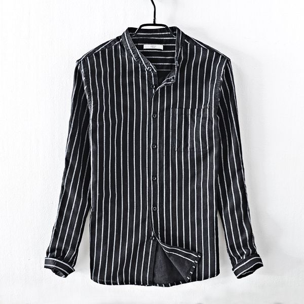 new stand collar long sleeve linen shirt men stripe black cotton shirt mens breathable fashion shirts male camiseta overhemd, White;black
new stand collar long sleeve linen shirt men stripe black cotton shirt mens breathable fashion shirts male camiseta overhemd, White;black