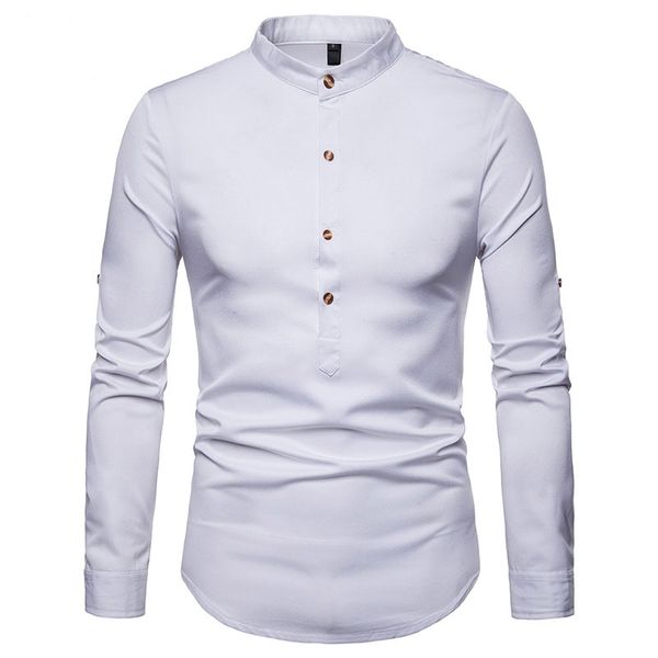 fashion white henley shirt men slim fit long sleeve mandarin collar shirt male business casual shirts camisa social masculina, White;black
fashion white henley shirt men slim fit long sleeve mandarin collar shirt male business casual shirts camisa social masculina, White;black
