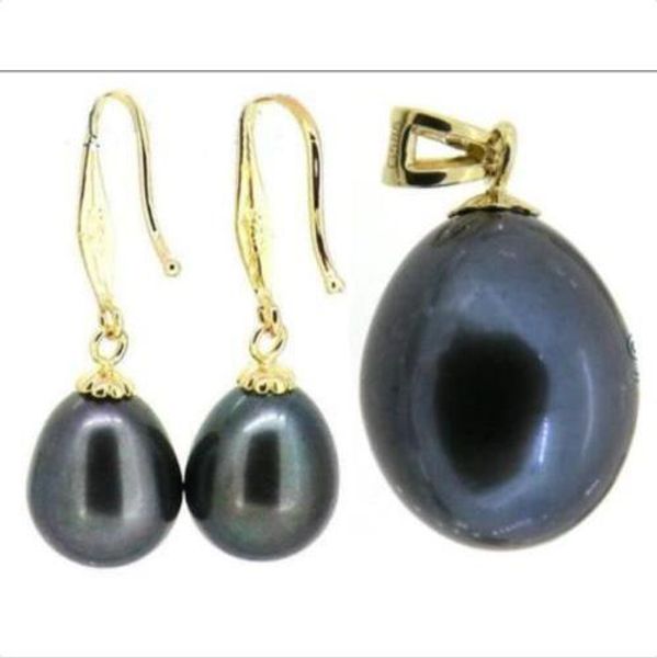 11x13mm tahitian drop black south sea pearl earring pendant set 14k gold, Golden
11x13mm tahitian drop black south sea pearl earring pendant set 14k gold, Golden