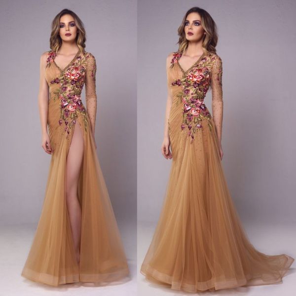 amazing gold mermaid beaded evening dresses v neck one shoulder long sleeves v neck plus size formal dress appliqued side split prom gowns, Black;red
amazing gold mermaid beaded evening dresses v neck one shoulder long sleeves v neck plus size formal dress appliqued side split prom gowns, Black;red