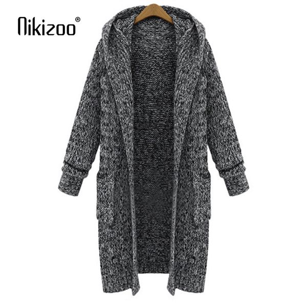 nikizoo 2018 new spring autumn casual hooded collar knitted sweater women cardigan solid winter jacket loose long sweaters coat, White;black
nikizoo 2018 new spring autumn casual hooded collar knitted sweater women cardigan solid winter jacket loose long sweaters coat, White;black