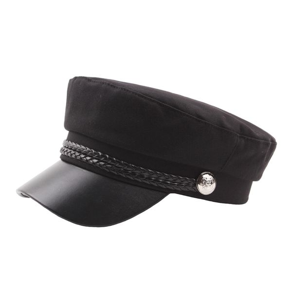 women solid button navy cap leather student cap outdoor beret 9.6, Blue;gray