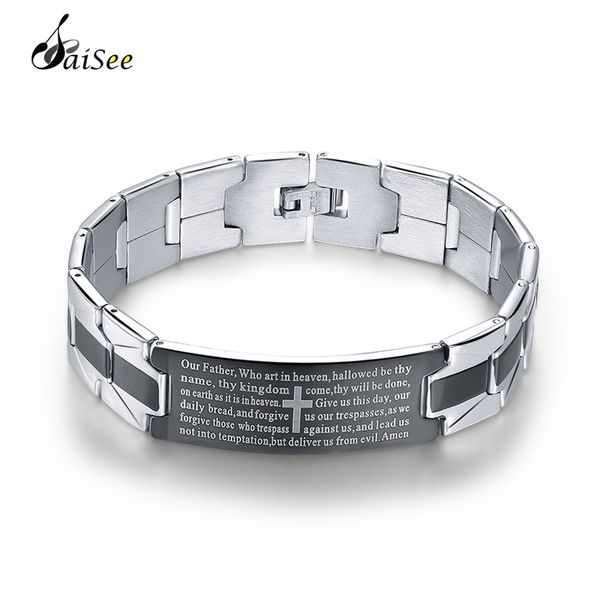 saisee 2018 new cross bracelets for men stainless steel jesus christian bible verses cuff bangles male fashion jewelry gift, Black
saisee 2018 new cross bracelets for men stainless steel jesus christian bible verses cuff bangles male fashion jewelry gift, Black