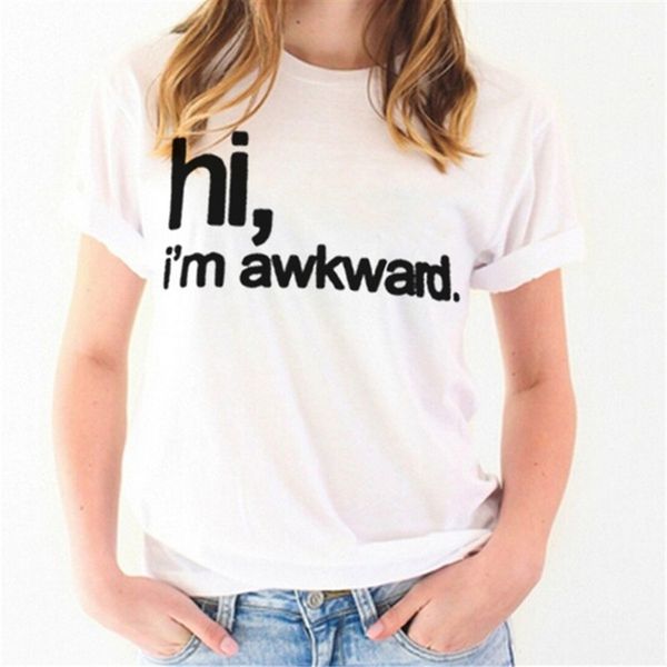 new fashion girls tees i am awkward letter print casual short sleeve t-shirt, White
new fashion girls tees i am awkward letter print casual short sleeve t-shirt, White