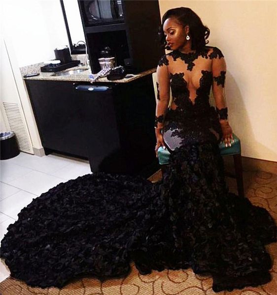 mermaid african black prom dresses sheer neckline appliques long sleeves evening dress long sweep train arabic dresses dubai party gown
mermaid african black prom dresses sheer neckline appliques long sleeves evening dress long sweep train arabic dresses dubai party gown