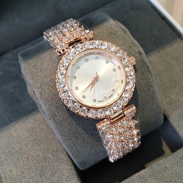 

nice new model fashion luxury women watch with diamond special design relojes de marca mujer lady dress wristwatch quartz clock rose gold, Slivery;brown