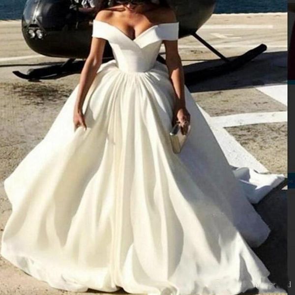 Simple Style Wedding Dresses Sexy Off The Shoulder Satin A Line Bridal Gowns Sweep Train Summer Beach Wedding Dress Cheap Vestido De Noiva
Simple Style Wedding Dresses Sexy Off The Shoulder Satin A Line Bridal Gowns Sweep Train Summer Beach Wedding Dress Cheap Vestido De Noiva