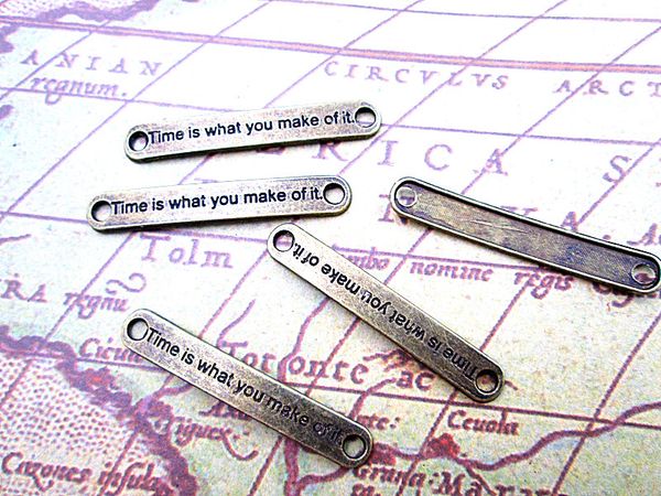45pcs antique bronze tone time is what you make of it bar charm for bracelets 7x44mm, Bronze;silver
45pcs antique bronze tone time is what you make of it bar charm for bracelets 7x44mm, Bronze;silver