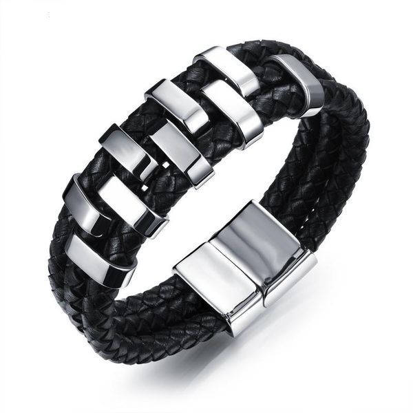 black color fashion simple men's leather bangle stainless steel bracelet watchband jewelry gift for men boys 1018
black color fashion simple men's leather bangle stainless steel bracelet watchband jewelry gift for men boys 1018