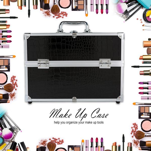 large capacity cosmetic organizer box make up case for make up tools lockable black containing storage box
large capacity cosmetic organizer box make up case for make up tools lockable black containing storage box