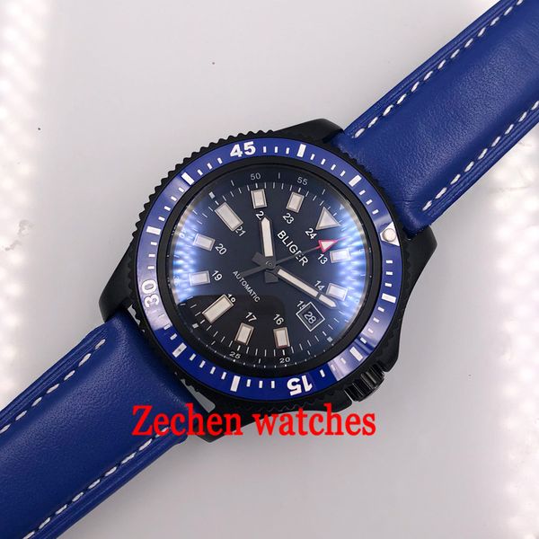 bliger 44mm automatic watch dial glowing blue glasses for men in polished ceramics men's watches, Slivery;brown
bliger 44mm automatic watch dial glowing blue glasses for men in polished ceramics men's watches, Slivery;brown