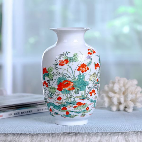 

new chinese style vase jingdezhen classical porcelain kaolin flower vase home decor handmade shining famille rose vases