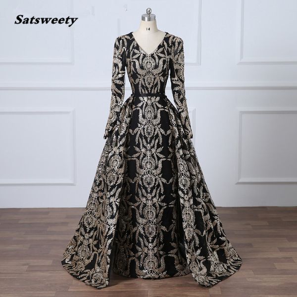 glitter black sequined evening dress removable train long prom dress saudi arabia formal gown muslim prom dress, Black;red
glitter black sequined evening dress removable train long prom dress saudi arabia formal gown muslim prom dress, Black;red