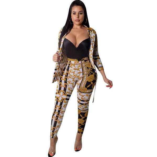 autumn winter two piece pant suits women print notched single button long sleeve slim blazer jacket and tight pants set, White;black
autumn winter two piece pant suits women print notched single button long sleeve slim blazer jacket and tight pants set, White;black