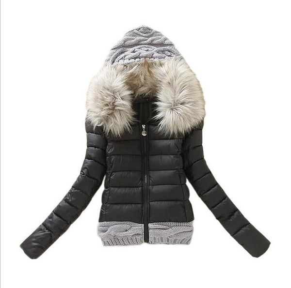 women winter parkas coat cotton padded jacket short knitted hood fur collar womens slim warm jackets coats parkas outwear, Black
women winter parkas coat cotton padded jacket short knitted hood fur collar womens slim warm jackets coats parkas outwear, Black