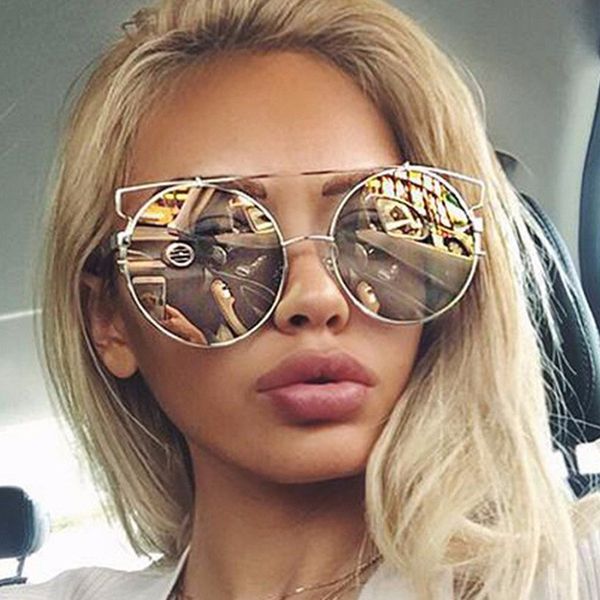 2018 Fast Fashion European And American Fashion Ladies Metal Circular Frames Colorful Sunglasses Women's Big Frame Sunglasses.