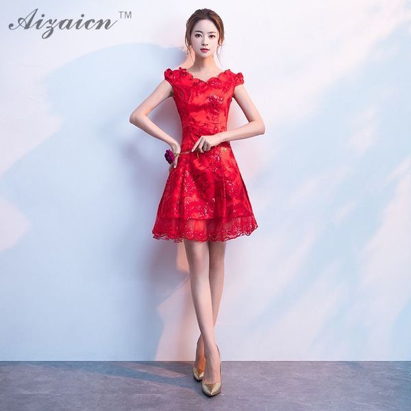 red lace short qipao cheongsam traditional chinese evening wedding dress cheongsams satin dresses robe chinoise bride qi pao
red lace short qipao cheongsam traditional chinese evening wedding dress cheongsams satin dresses robe chinoise bride qi pao