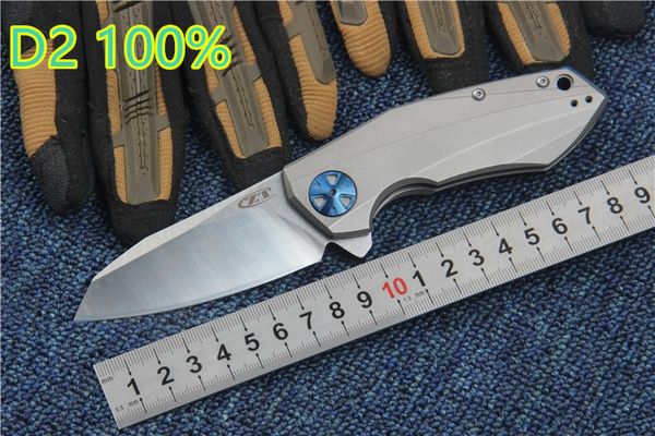 

ZT нулевой допуск 0456 высокое качество Zt0456 100% подшипник реального D2 TC4 титанового сплава черный + серебро ZT складной нож бесплатная доставка