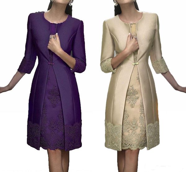 Elegant Sheath Short Mother Dresses With Jacket Satin Lace Wedding Guest Dresses Mother Formal Wear Suit
Elegant Sheath Short Mother Dresses With Jacket Satin Lace Wedding Guest Dresses Mother Formal Wear Suit