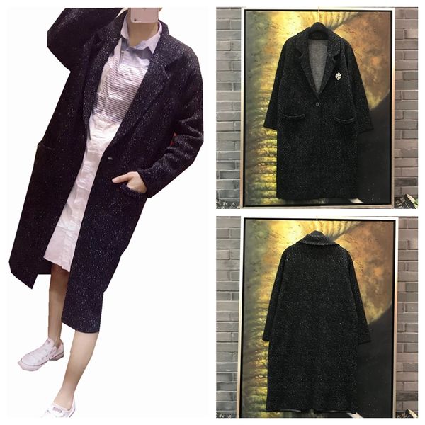 2018 hepburn style woolen knitted coat female black grey mixed sesame jacquard suit medium length sweater coat, White;black
2018 hepburn style woolen knitted coat female black grey mixed sesame jacquard suit medium length sweater coat, White;black