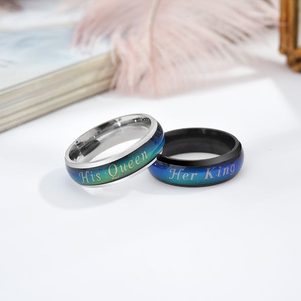 fashion diy couple jewelry stainless steel his queen her king ring temperature mood emotion feeling change color women men couple ring wed, Silver
fashion diy couple jewelry stainless steel his queen her king ring temperature mood emotion feeling change color women men couple ring wed, Silver