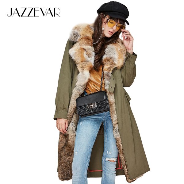 jazzevar new winter fashion women real fox fur collar military parka detachable lining casual coat long outwear brand clothing s18101503, Black
jazzevar new winter fashion women real fox fur collar military parka detachable lining casual coat long outwear brand clothing s18101503, Black
