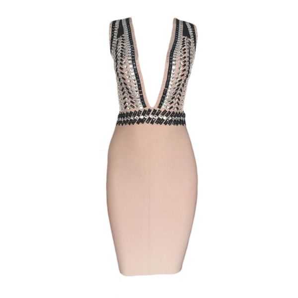 2018 new fashion women beige bandage dress sleeveless deep v backless beads bodycon vestidos celebrity mini party dress, White;black
2018 new fashion women beige bandage dress sleeveless deep v backless beads bodycon vestidos celebrity mini party dress, White;black