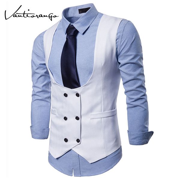 vantiorango vests new arrival autumn and winter men u collar double breasted slim fit high-end casual vest ltt00015, Black;white
vantiorango vests new arrival autumn and winter men u collar double breasted slim fit high-end casual vest ltt00015, Black;white