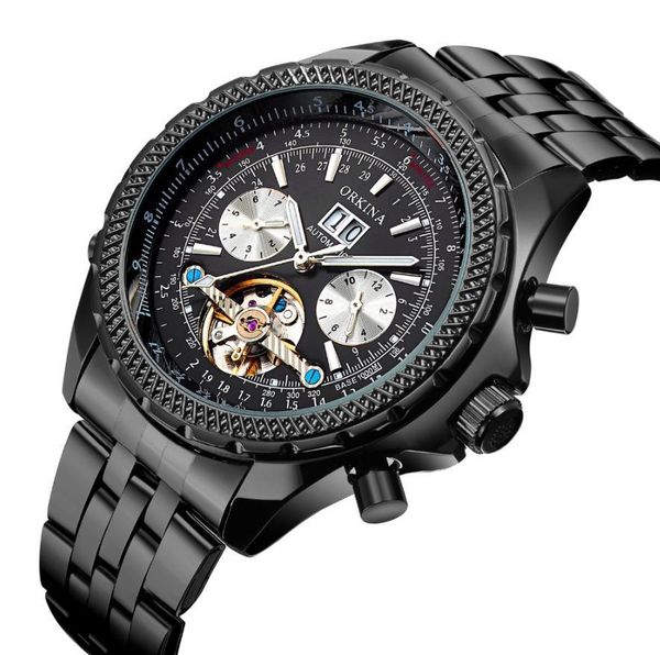 wengle new orkina tourbillon week calendar automatic men dial hollow decoration luxury gift dress mechanical watches, Slivery;brown
wengle new orkina tourbillon week calendar automatic men dial hollow decoration luxury gift dress mechanical watches, Slivery;brown