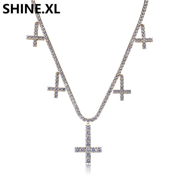 hip hop iced out tennis chain with five cross pendant necklace brass gold silver plated men hiphop jewelry
hip hop iced out tennis chain with five cross pendant necklace brass gold silver plated men hiphop jewelry