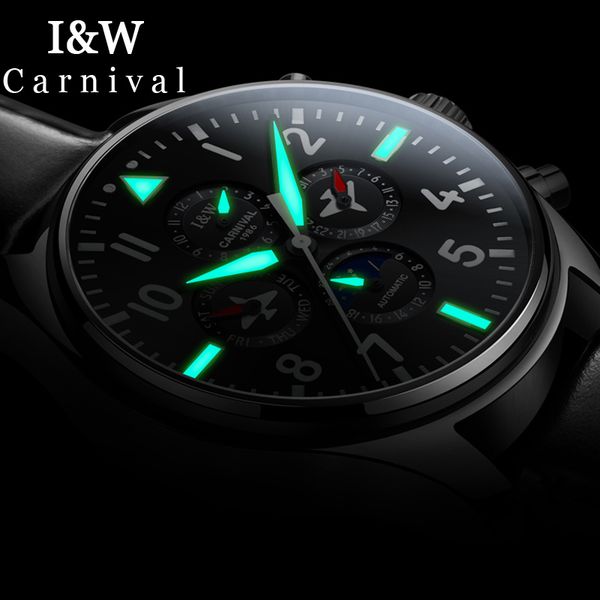 i&w pilot automatic watch men carnival moon phase mechanical watches waterproof mens clock sport wristwatch horloges mannen saat, Slivery;brown 
i&w pilot automatic watch men carnival moon phase mechanical watches waterproof mens clock sport wristwatch horloges mannen saat, Slivery;brown