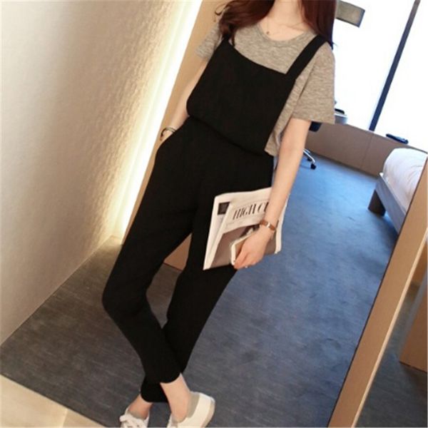 black womens casual jumpsuit strap harem trousers sleeveless pocket overalls solid color jumpsuit elastic pants trousers, Black;white
black womens casual jumpsuit strap harem trousers sleeveless pocket overalls solid color jumpsuit elastic pants trousers, Black;white