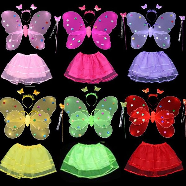 4pcs/set kids girls fairy cosplay costumes set for halloween carnival christmas party gift butterfly wing +wand +headband +tutu skirts
4pcs/set kids girls fairy cosplay costumes set for halloween carnival christmas party gift butterfly wing +wand +headband +tutu skirts