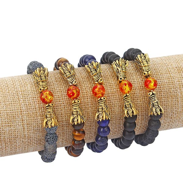 natural tiger eye/lapis lazuli/obsidian/fire vein/lave stone beads strand bracelet double dragon with fire beads bracelet, Black
natural tiger eye/lapis lazuli/obsidian/fire vein/lave stone beads strand bracelet double dragon with fire beads bracelet, Black