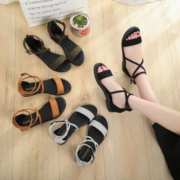 women's sandals 2018 summer new students korean version of the wild leather roman straps net red women's shoes, Black
women's sandals 2018 summer new students korean version of the wild leather roman straps net red women's shoes, Black