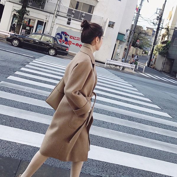 2018 new autumn winter solid long woolen coat women long sleeve belt cardigan coats female loose casual outerwear, Black
2018 new autumn winter solid long woolen coat women long sleeve belt cardigan coats female loose casual outerwear, Black