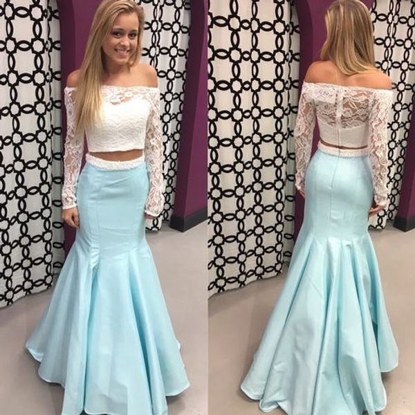 elegant long sleeves 2 pieces prom dresses evening formal gowns mermaid off the shoulder lace illusion satin pageant gown new, Black
elegant long sleeves 2 pieces prom dresses evening formal gowns mermaid off the shoulder lace illusion satin pageant gown new, Black