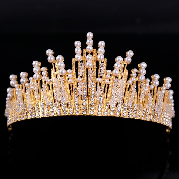 vintage gold silver bridal tiaras and crowns handmade pearl crystal diadems women wedding hair jewelry luxury hair ornaments, Golden;white
vintage gold silver bridal tiaras and crowns handmade pearl crystal diadems women wedding hair jewelry luxury hair ornaments, Golden;white