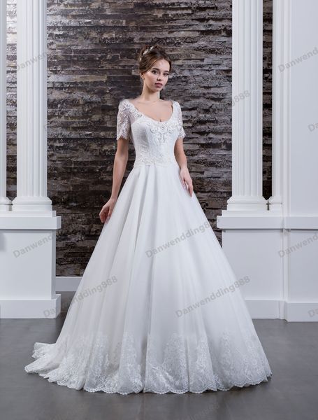 charming white tulle/lace scoop applique a-line wedding dresses bridal pageant dresses wedding attire dresses custom size 2-16 zw610097