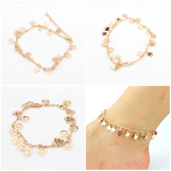 sell gold color rose flower palm hand smile face anklet for women foot jewelry 3 styles drop shipping d940l, Red;blue
sell gold color rose flower palm hand smile face anklet for women foot jewelry 3 styles drop shipping d940l, Red;blue