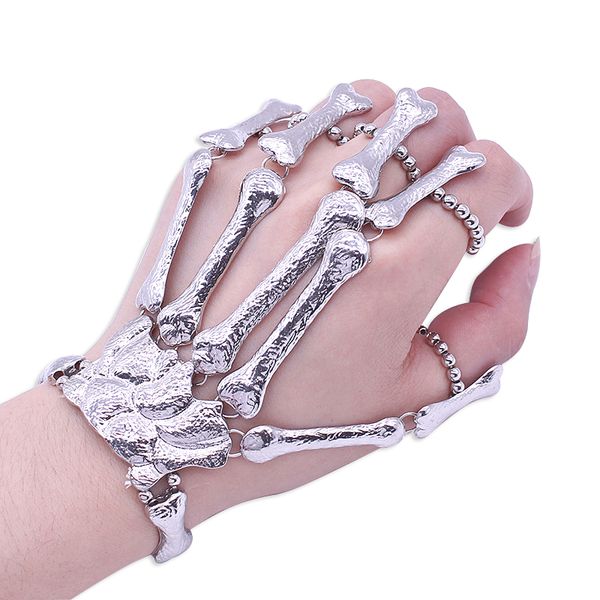 nightclub punk skull bead finger bracelet gothic skeleton bone hand finger flexible bracelets for women christmas halloween gift, Golden;silver
nightclub punk skull bead finger bracelet gothic skeleton bone hand finger flexible bracelets for women christmas halloween gift, Golden;silver