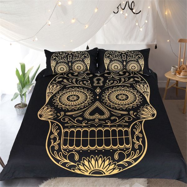 sugar skull bedding set golden duvet cover set bohemian black home textiles floral mandala fashion king bedclothes 3pcs
sugar skull bedding set golden duvet cover set bohemian black home textiles floral mandala fashion king bedclothes 3pcs