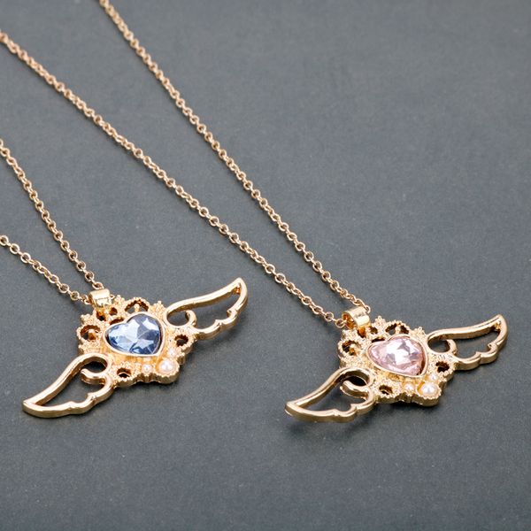 dongsheng sailor moon blue pink heart shape crystal choker for women angel wing pendants necklace anime jewelry gifts-30, Silver 
dongsheng sailor moon blue pink heart shape crystal choker for women angel wing pendants necklace anime jewelry gifts-30, Silver