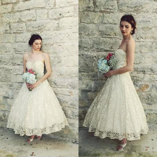 50s vintage retro wedding dresses ankle length sweetheart full lace a line short bridal gowns classic simple design custom made, White
50s vintage retro wedding dresses ankle length sweetheart full lace a line short bridal gowns classic simple design custom made, White