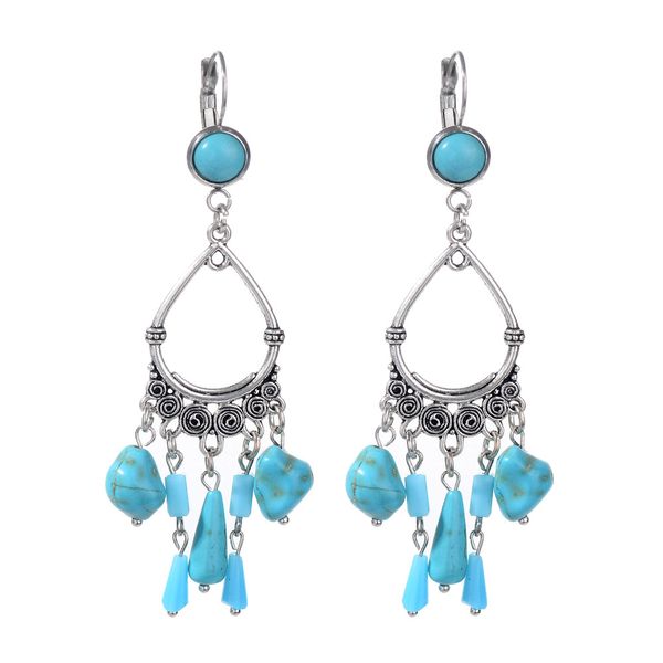 natural blue turquoise stone long drop dangle earrings for women fashion simple handmade earring vintage boho style jewelry, Silver
natural blue turquoise stone long drop dangle earrings for women fashion simple handmade earring vintage boho style jewelry, Silver