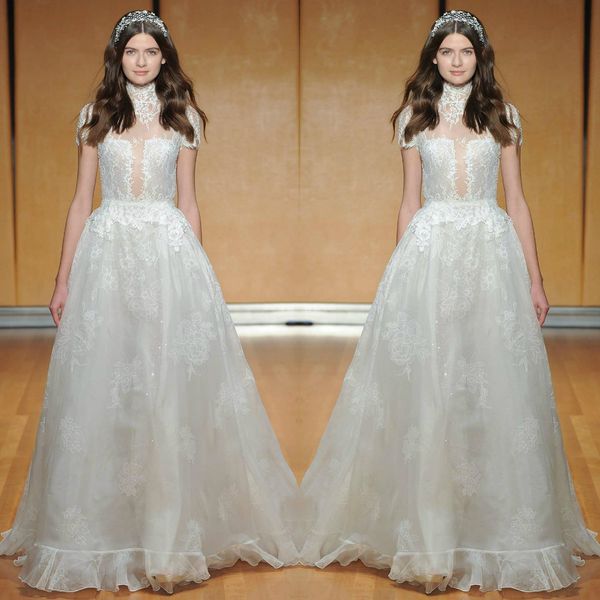 inbal dror 2018 a line wedding dress high collar lace applique illusion chest design vintage bridal gowns floor length, White
inbal dror 2018 a line wedding dress high collar lace applique illusion chest design vintage bridal gowns floor length, White