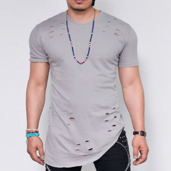 men ripped hole solid color short sleeve t shirt longline hip hop funny swag hem men tshirt curve hem streetwear tshirt male tee, White;black
men ripped hole solid color short sleeve t shirt longline hip hop funny swag hem men tshirt curve hem streetwear tshirt male tee, White;black