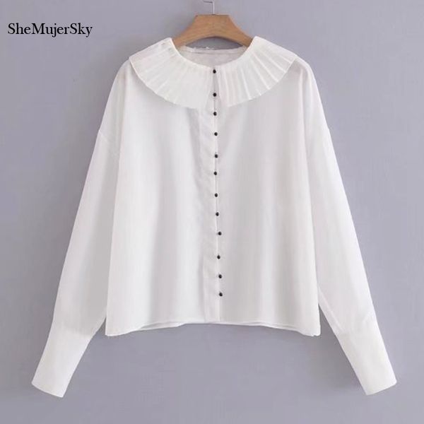 shemujersky women white shirt peter pan collar blouse wine red bead button blusa 2018
shemujersky women white shirt peter pan collar blouse wine red bead button blusa 2018